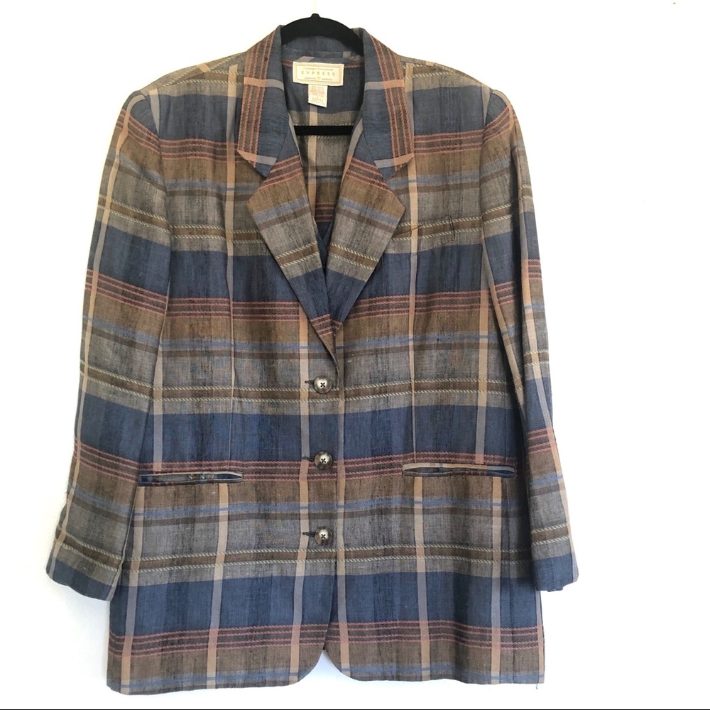 Vintage Express Large Striped Blazer/Vest Set